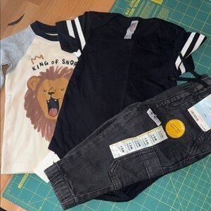 Kids Lion Graphic Tee and Black Bodysuit Set